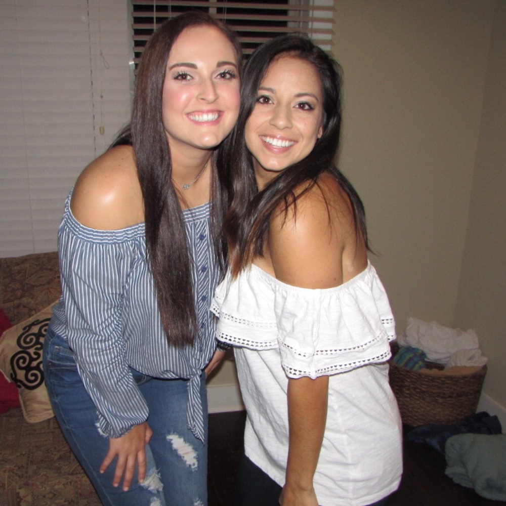 Long-sleeve off—the-shoulder striped blouse